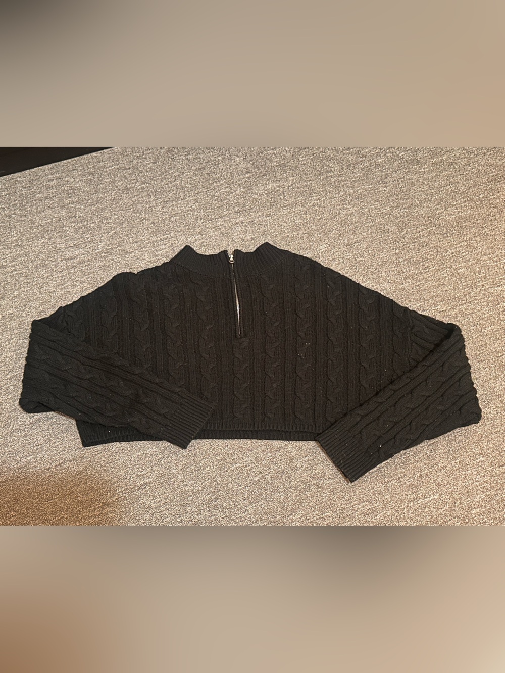 Garage Black Cable-Knit Cropped Turtleneck Sweater
